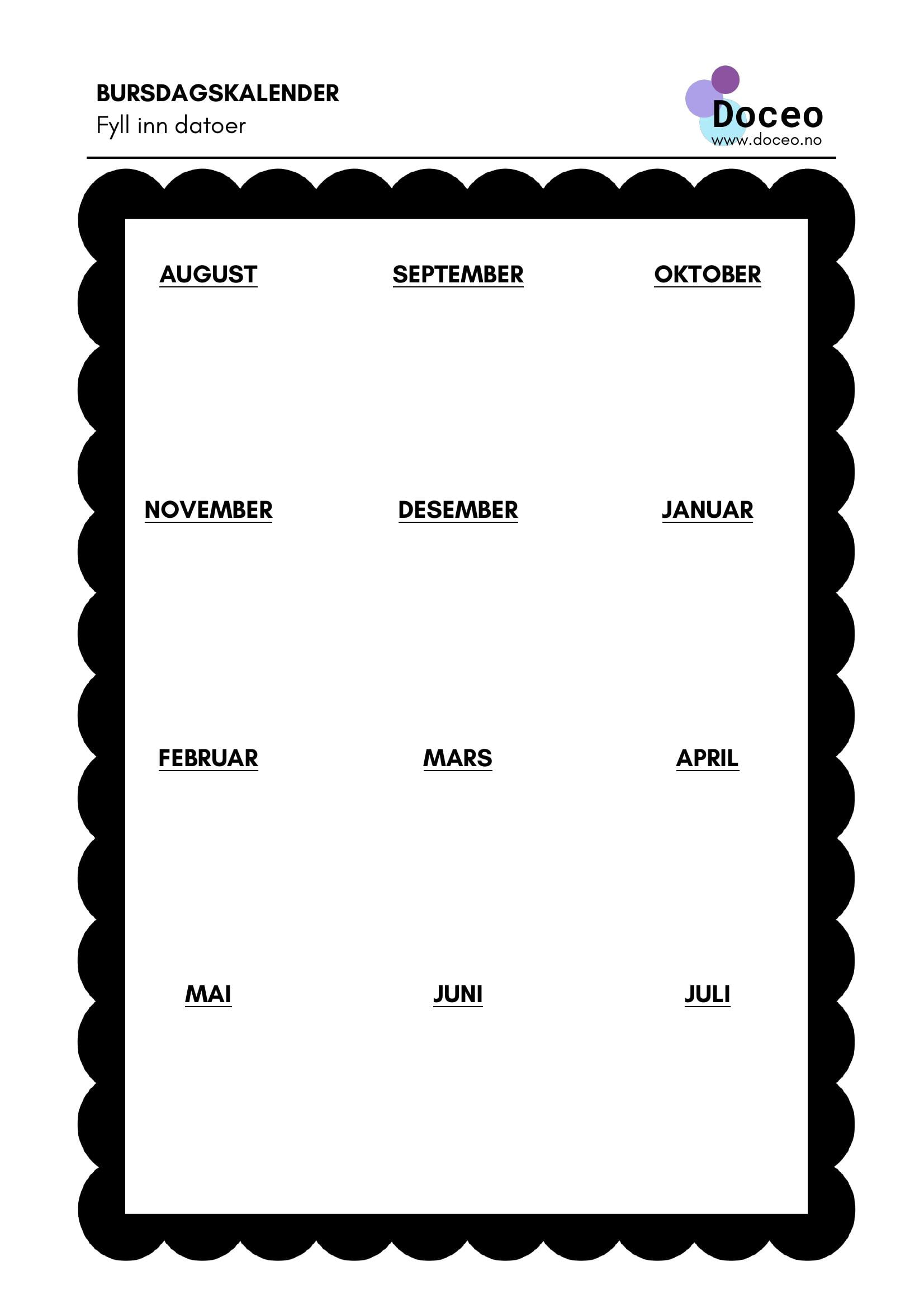 Bursdagskalender - Bilde 2