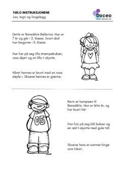 Arbeidsark - Fargelegg etter instruksjonene