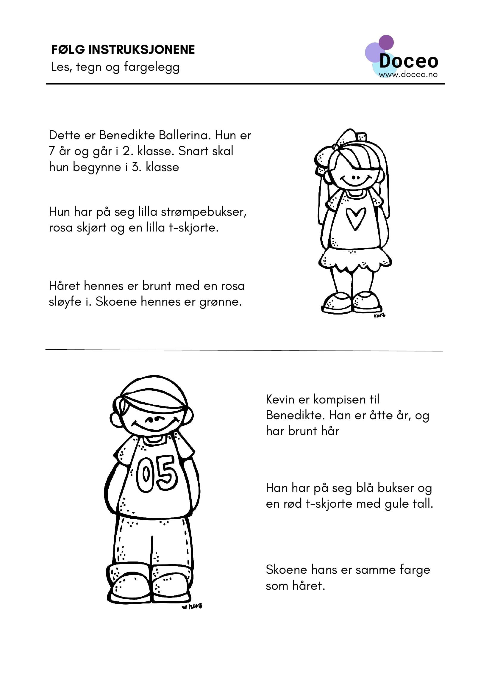 Arbeidsark - Fargelegg etter instruksjonene