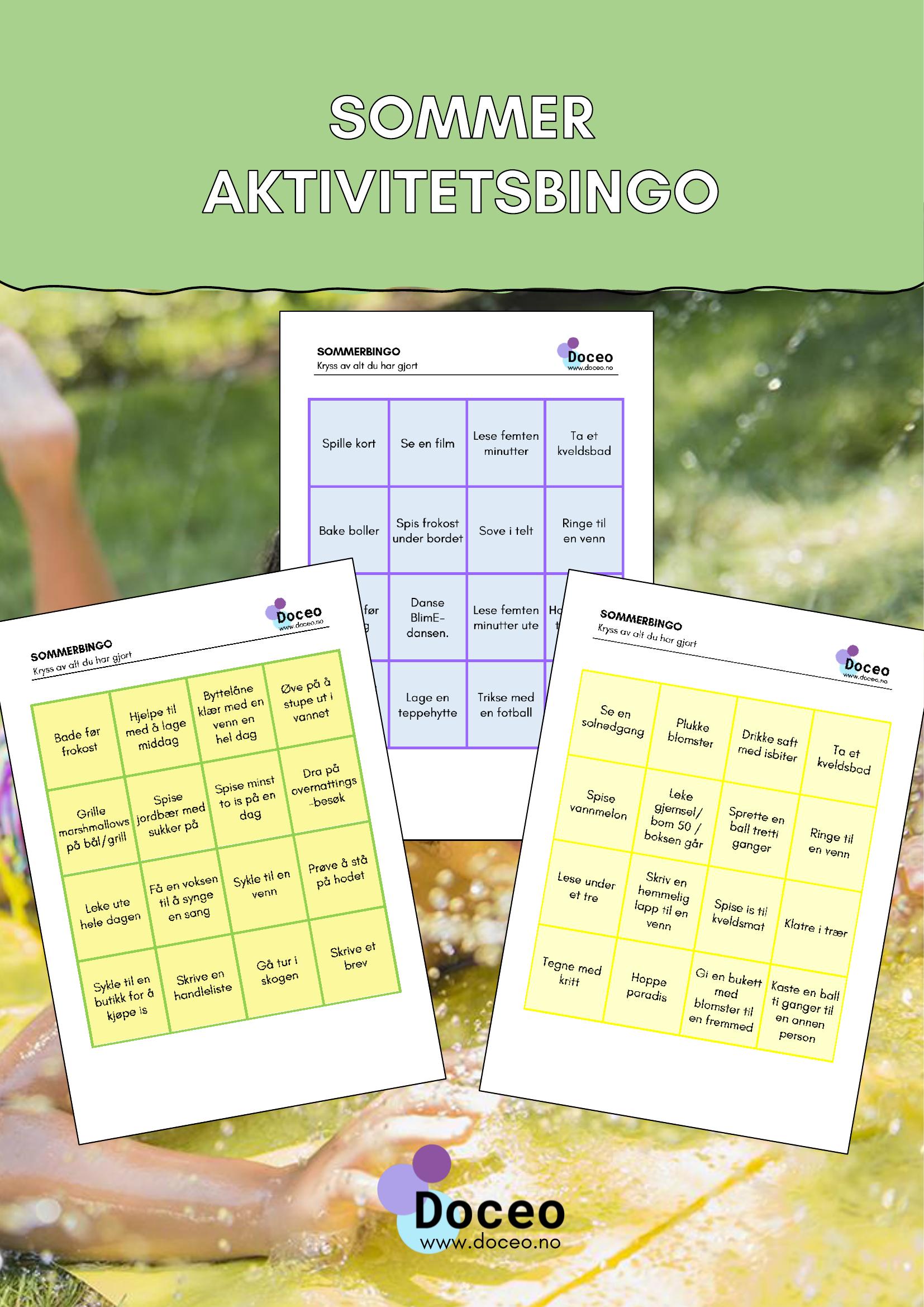 Aktivitetsbingo - Sommer